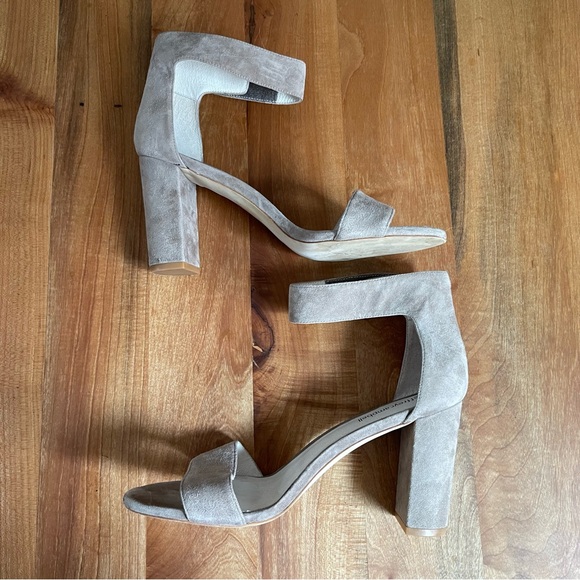 Jeffrey Campbell “Lindsey” Suede Sandal Taupe Block 4" High Heel Ankle Strap 9 - Picture 5 of 7